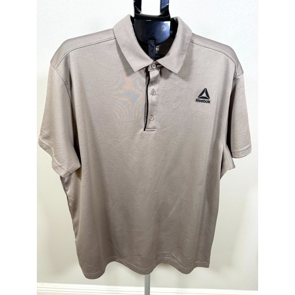 Reebok Short Sleeve Performance Polo Shirt Mens 2XL Brown Athleisure Golf Tennis